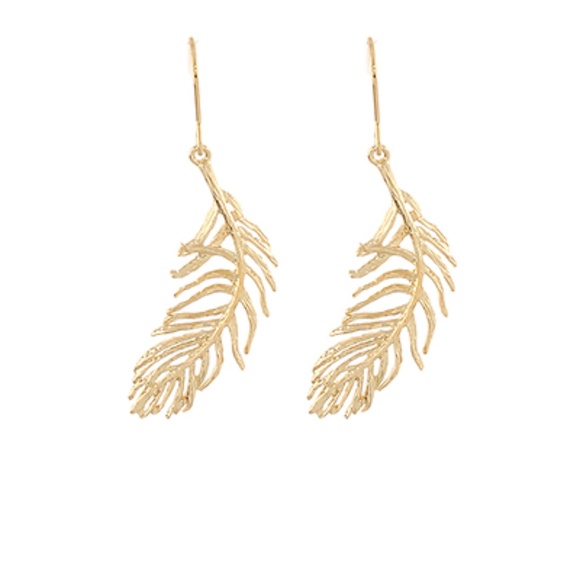Brass Leaf Earrings - Picture 1 of 1